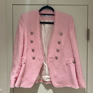 Zara Pink Double Breasted Blazer